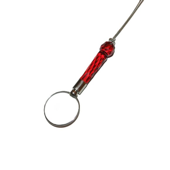 Vintage Silver Tone Fancy Etched Ruby Red Glass Handled Magnifier Glass - Picture 3 of 4